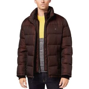 Calvin Klein Mens Full-Zip Puffer Jacket Large Iridescent Merlot - NWT $225